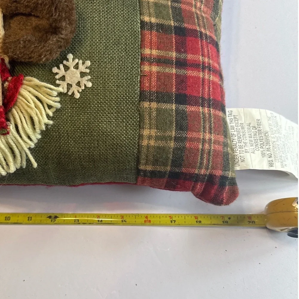 Hobby Lobby Snowman Decorative Pillow OS Green Red‎ Excellent Plaid Let It Snow